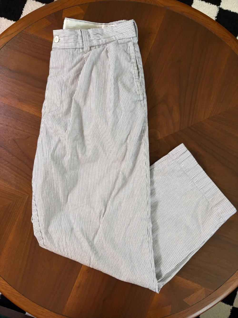 Todd Snyder White/Navy Pinstripe Seersucker Slacks Mens 34